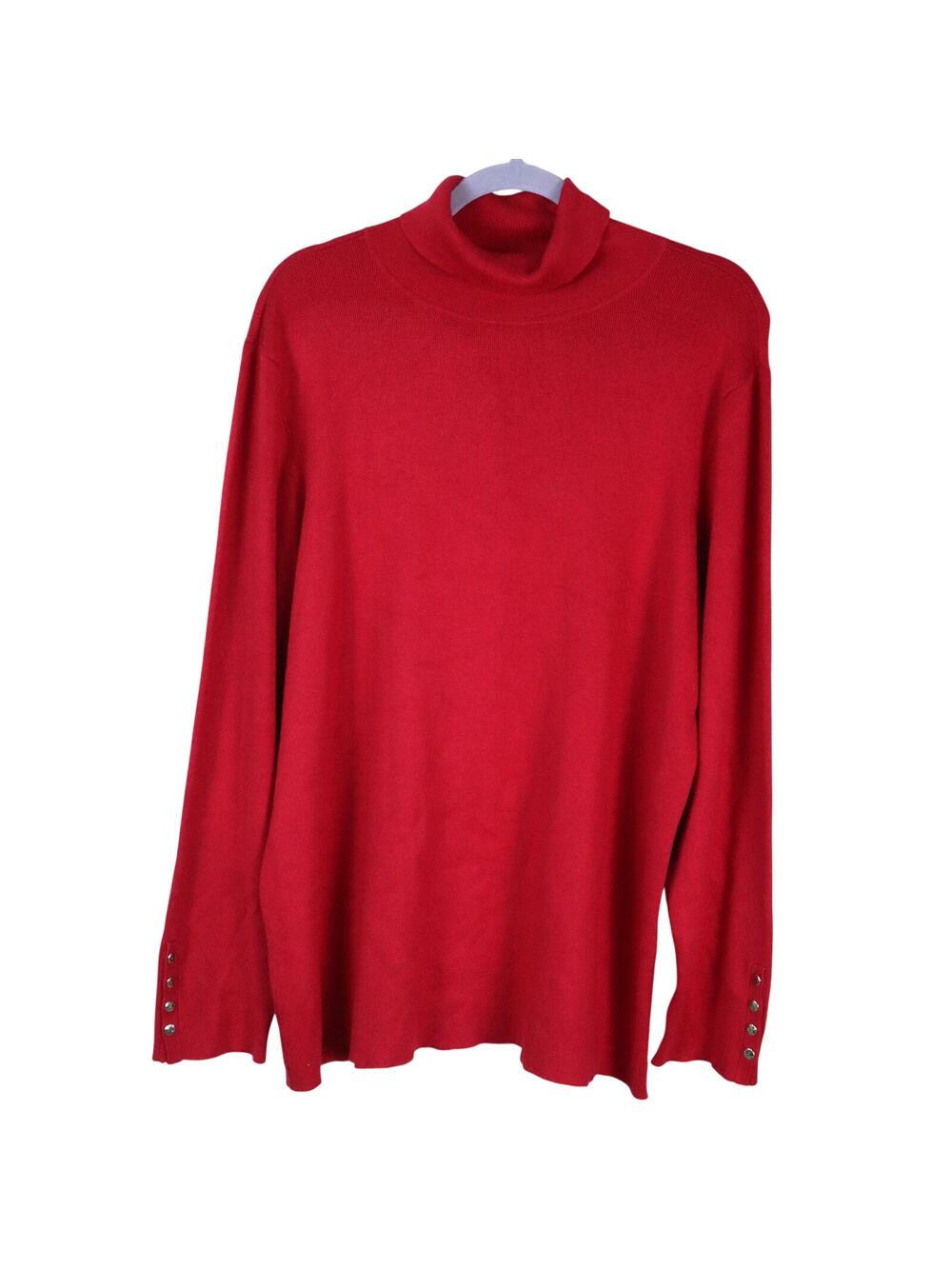 Chicos 4 Red Turtleneck Button Sleeve Detail Womens Plus Size 2X Lenzing Stretch